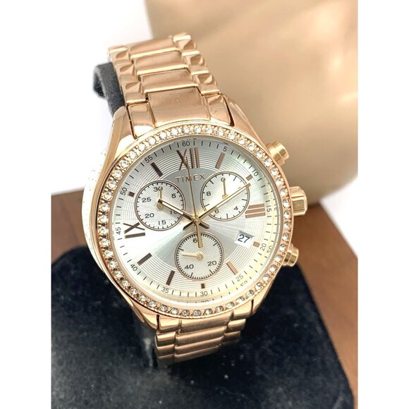 Timex Women's Watch TW2V57900 Quartz Chronograph Silver Dial Rose Gold 38mm - Picture 14 of 15